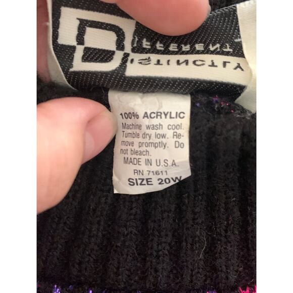 Vintage 90s distinctly different sweater black plus size 20w glitter pink long - Picture 4 of 6